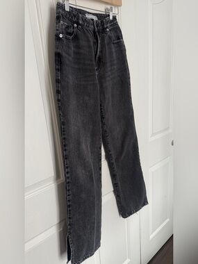 Garage Black Washed Straight-Leg Jeans